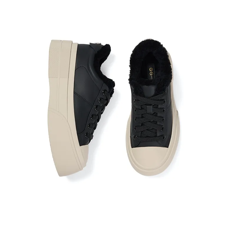 GG CC Skateboard Shoes Women's Low Top Black/Dark Coffee-1