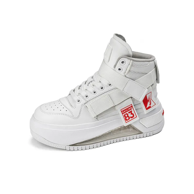 NAUTICA Anti Slip And Wear Resistant Height Increasing High Top Skateboard Shoes Women's White-0