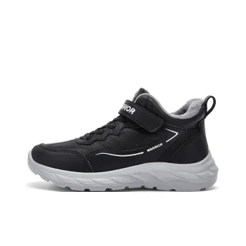 Warrior Sports Minimalist Style Leather Surface Versatile Casual Thickened Warm Grandmother Shoes Low Top Women's Black