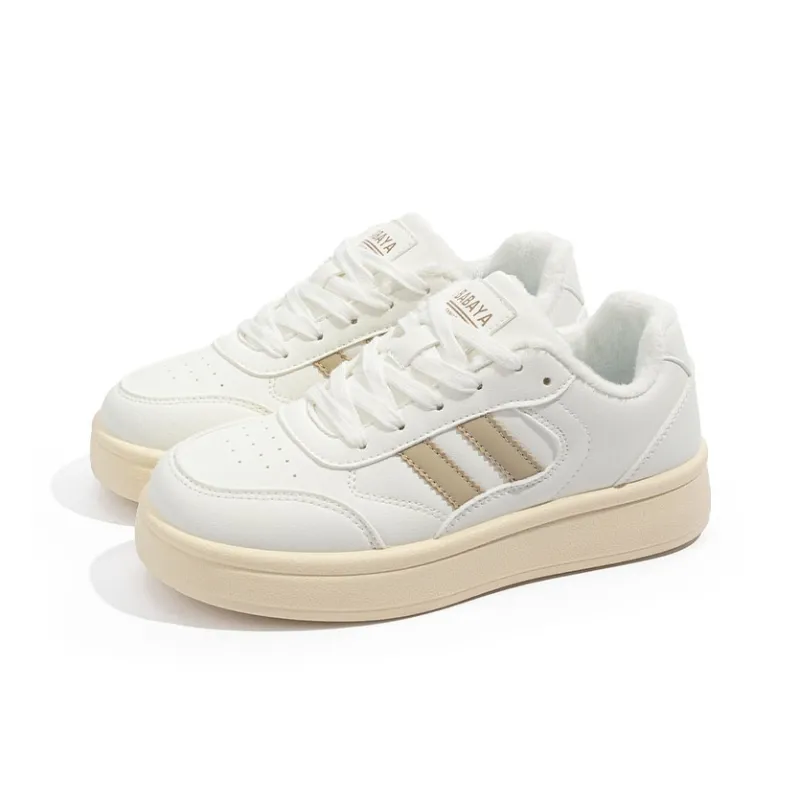 BABAYA KIDS Warm Anti Slip And Wear Resistant Low Top Skateboard Shoes Women's White-2