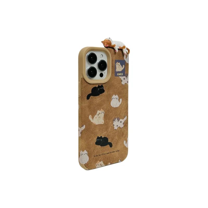Sopi TPU Material Brown Bottom Lying Cat Phone Cases Compatible With IPhone 16/15 Pro Max/Apple 13/14 Pro Max/12-1