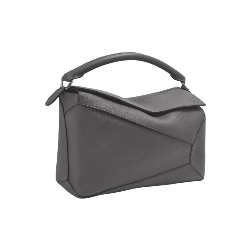 LOEWE Grained Calfskin Large Puzzle Bag Men Anthracite-2