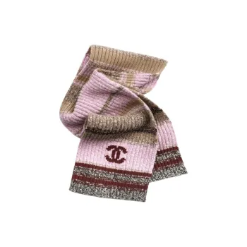 CHANEL Wool Cashmere Cashmere Knit Scarves Unisex Pink