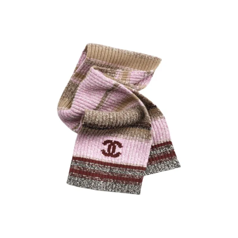 CHANEL Wool Cashmere Cashmere Knit Scarves Unisex Pink-0