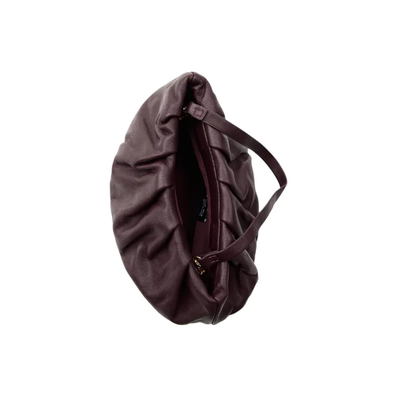 ZARA Sheepskin Handbag Shoulder Bag Mini Women's Eggplant Purple-3