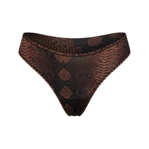 SKIMS FW24 SHINE FOUNDATIONS THONG Underpants Women's 1 Pack ESPRESSO SNAKESKIN PRINT/Dark Coffee Snake Skin Print