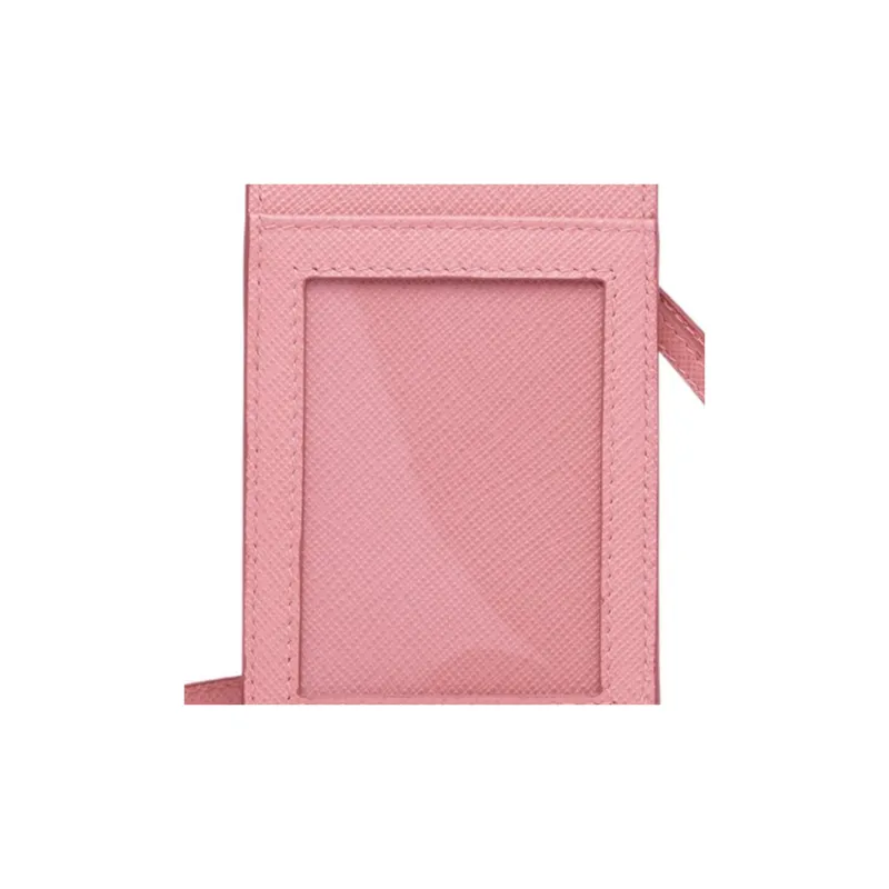 PRADA Saffiano Leather Card Holder Women's Pink-3