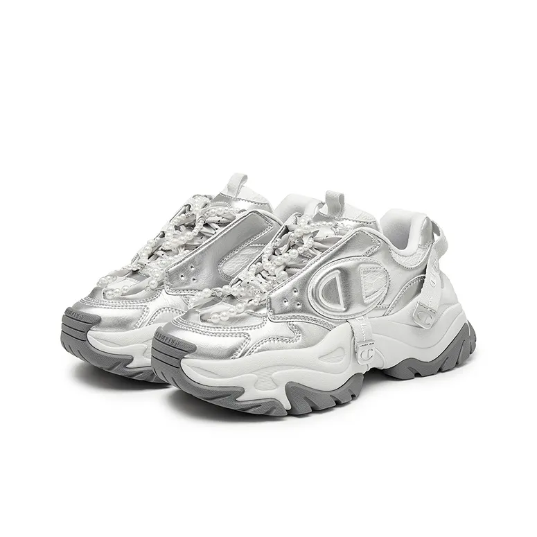 Champion Low Top Chunky Sneakers Unisex Silver White/Photon Gray Pearl Edition-1