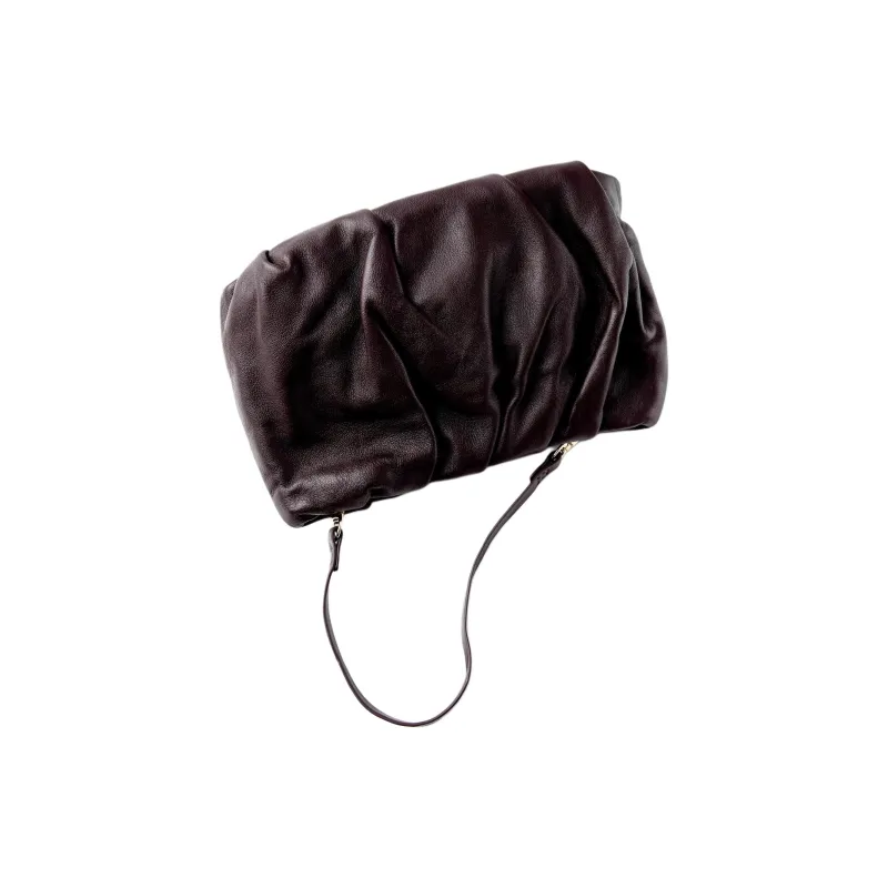 ZARA Sheepskin Handbag Shoulder Bag Mini Women's Eggplant Purple-2