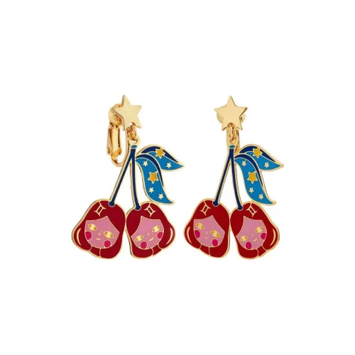 LES NEREIDES Gold Plated Clip On Earrings Women's Red