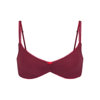 SKIMS FW24 FITS EVERYBODY PICOT TRIM SKIMPY SCOOP BRALETTE Bra Women's 1 Pack WINE/Grape Purple Color