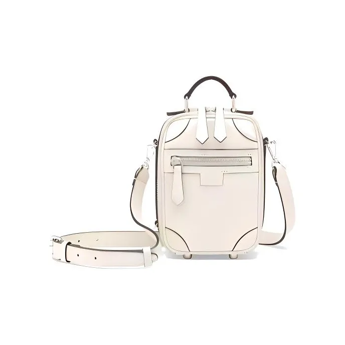 FENDI Calfskin Handbag Shoulder Bag Crossbody Bag Mini Men's White-0