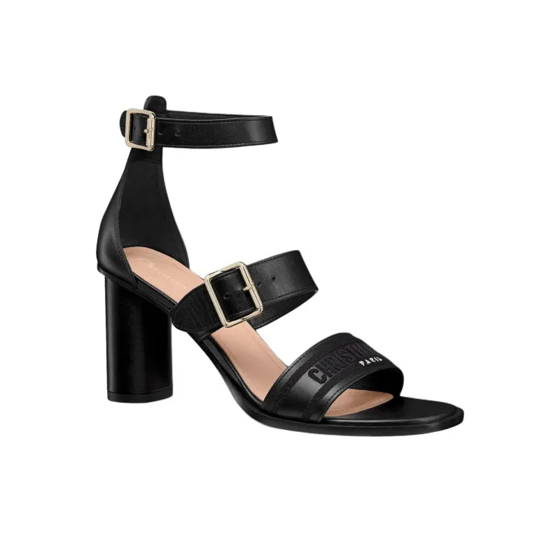 DIOR Dway Strap Sandals 8cm Women's Black-2