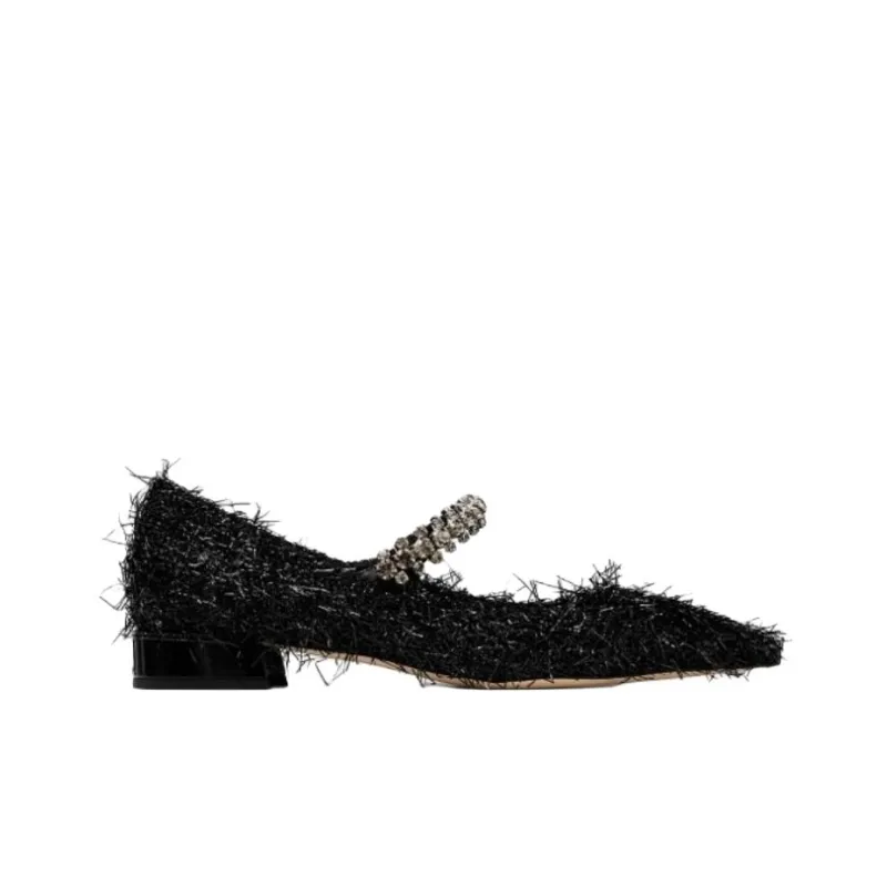 Jimmy Choo Bing Flat Casual Single Shoes Women's Black-1