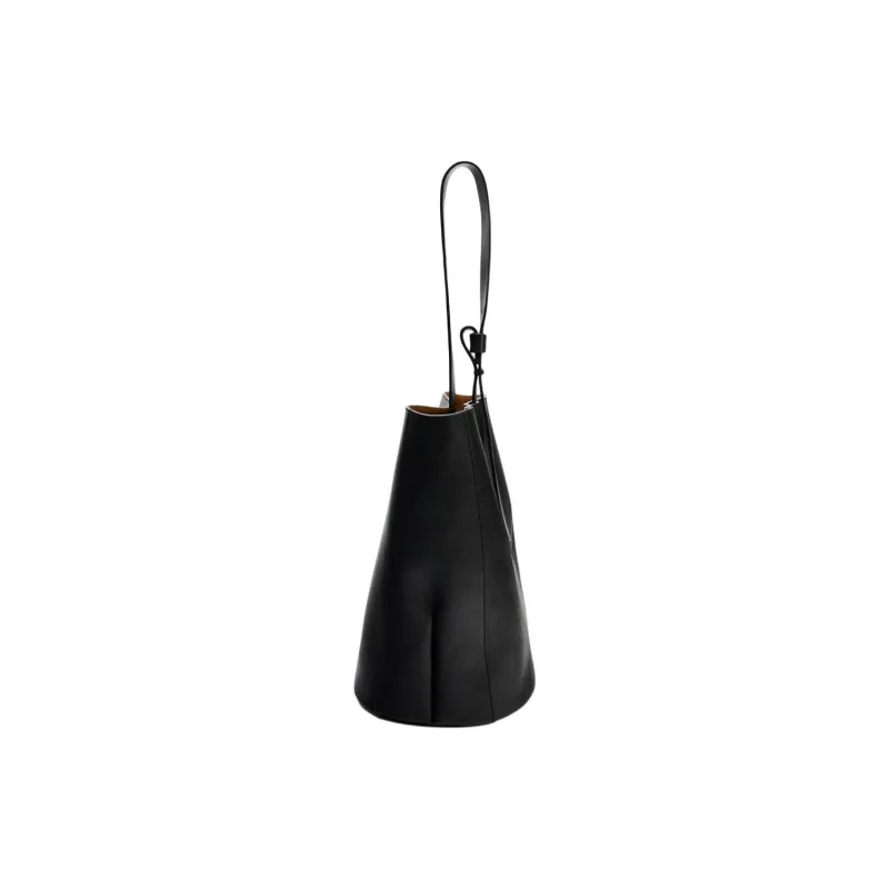 ZARA Cow Leather Bucket Bags Handbags Women's Black-2
