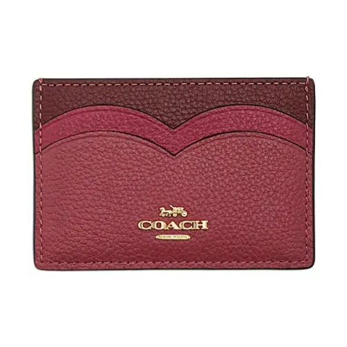 COACH Card Case Cow Leather Card Holder Mini Unisex Rouge