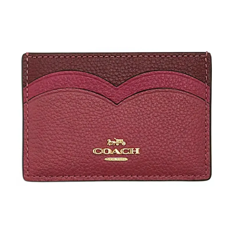COACH Card Case Cow Leather Card Holder Mini Unisex Rouge-0