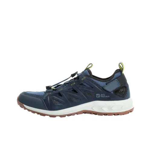 Jack Wolfskin Anti Slip Wear Resistant Low Top Hiking Shoes Men's Dark Blue