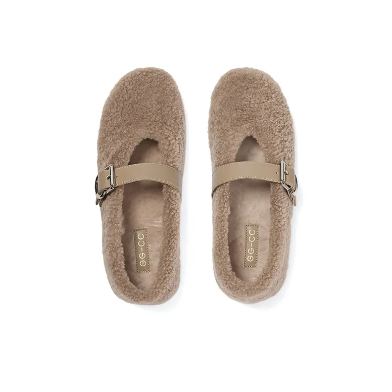 GG-CC French Fleece-Lined Socks Casual Single Shoes 1.5cm Women's-7