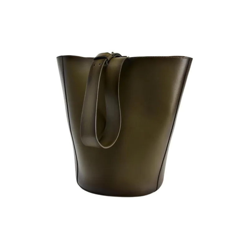 ZARA Cow Leather Bucket Bags Handbags Women's Green-4