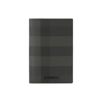 Burberry Artificial Leather Passport Holder Men's Charcoal Gray