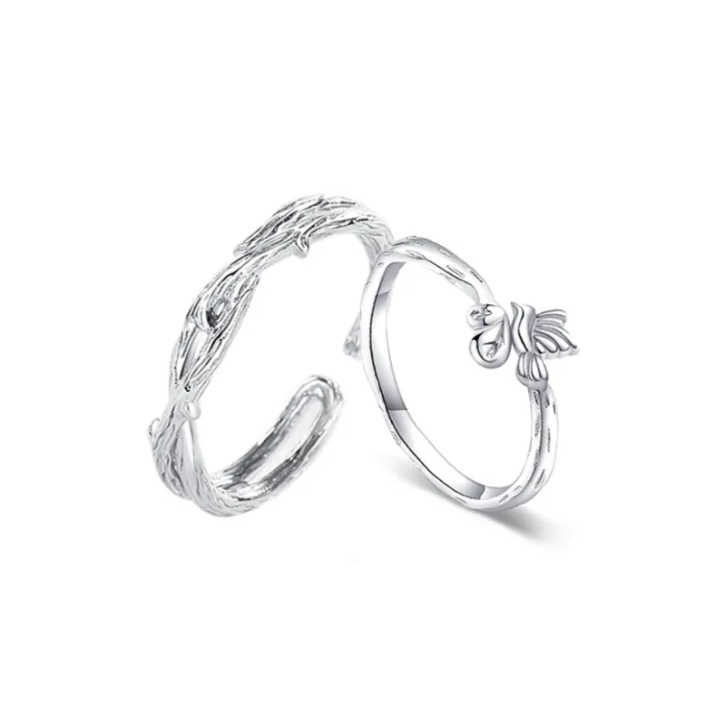 Onakiiko S999 Fine Silver Ring Gift Box Set 1 Pair Unisex-0