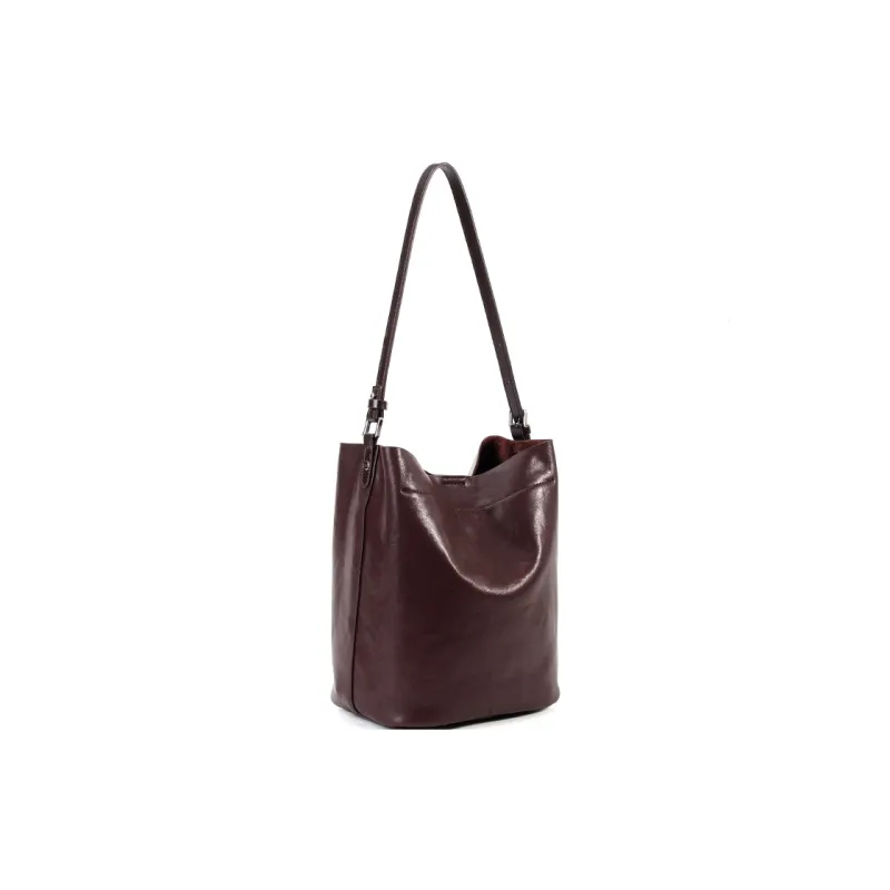 YOCAMU Vegetable Tanned Top Grain Cow Leather Bucket Bags Shoulder Bags Regular Unisex Multicolor-6