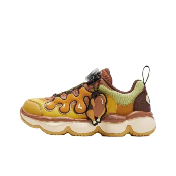 FILA KIDS BOA Anti Slip Wear Resistant Low Top Children's Basketball Shoes Brown Yellow Teenagers