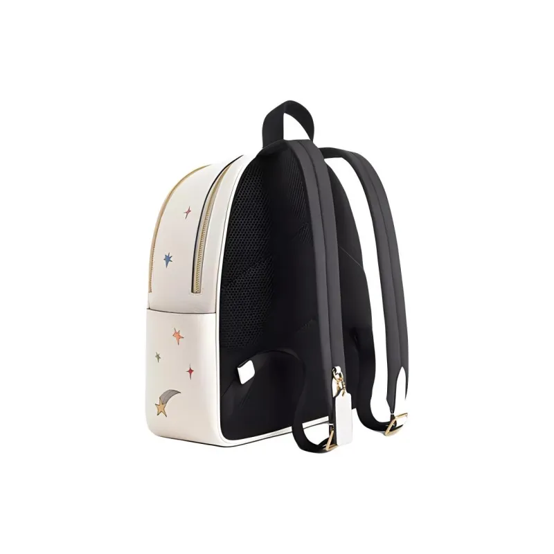COACH Court Leather Backpack Large Size Women's Chalk Multicolor-2