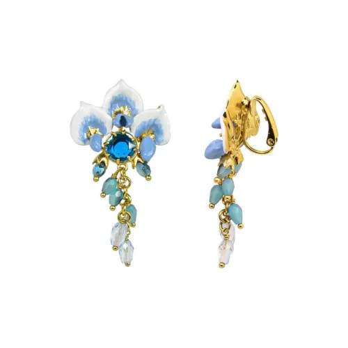 LES NEREIDES Gold Plated Clip On Earrings Women's Blue