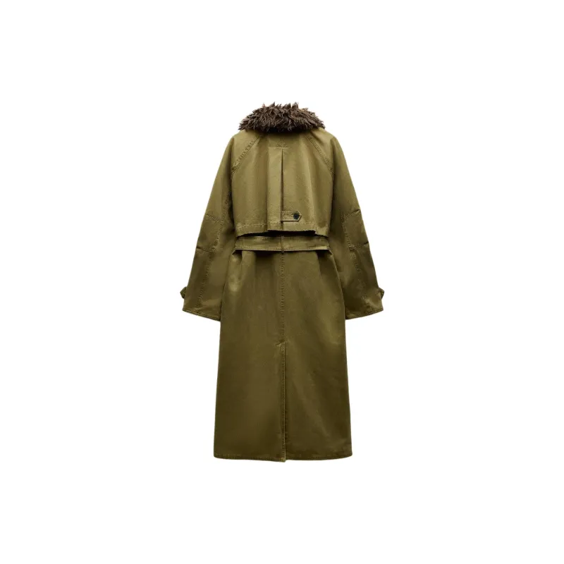 ZARA Trf Trench Coat Women's Light Khaki-1