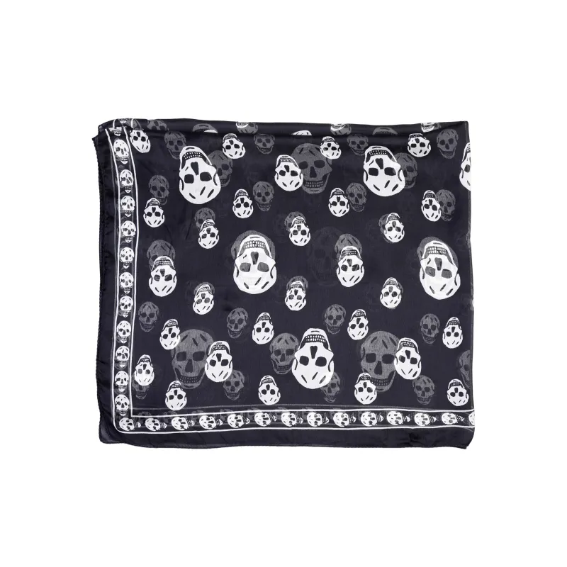 Alexander McQueen Skull Printed Frayed Edge Scarf-1