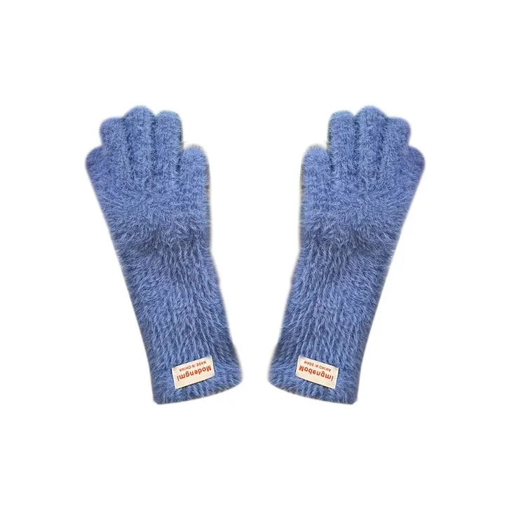 MUSTKOO Knitted Fabric Knit Gloves Women's Milk White-6