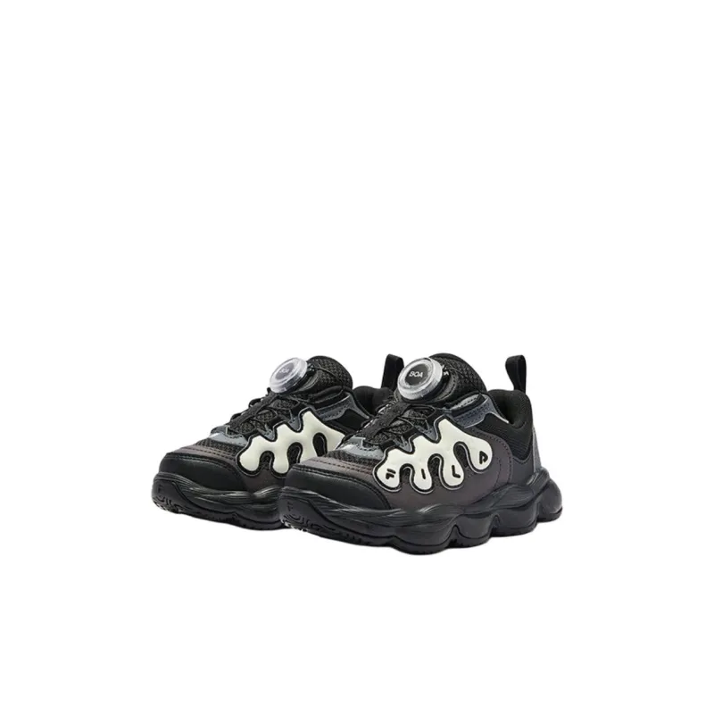 FILA KIDS BOA Anti Slip Wear Resistant Low Top Children's Basketball Shoes Black Purple Children Aged 3 7 Years Old-1