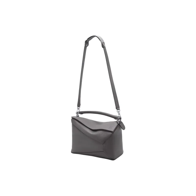 LOEWE Grained Calfskin Large Puzzle Bag Men Anthracite-1