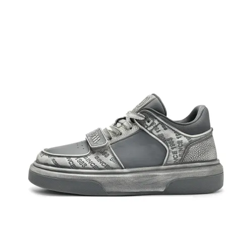 AOKANG Dunk Series Skateboard Shoes Men Low Top Dark Gray, White Gray