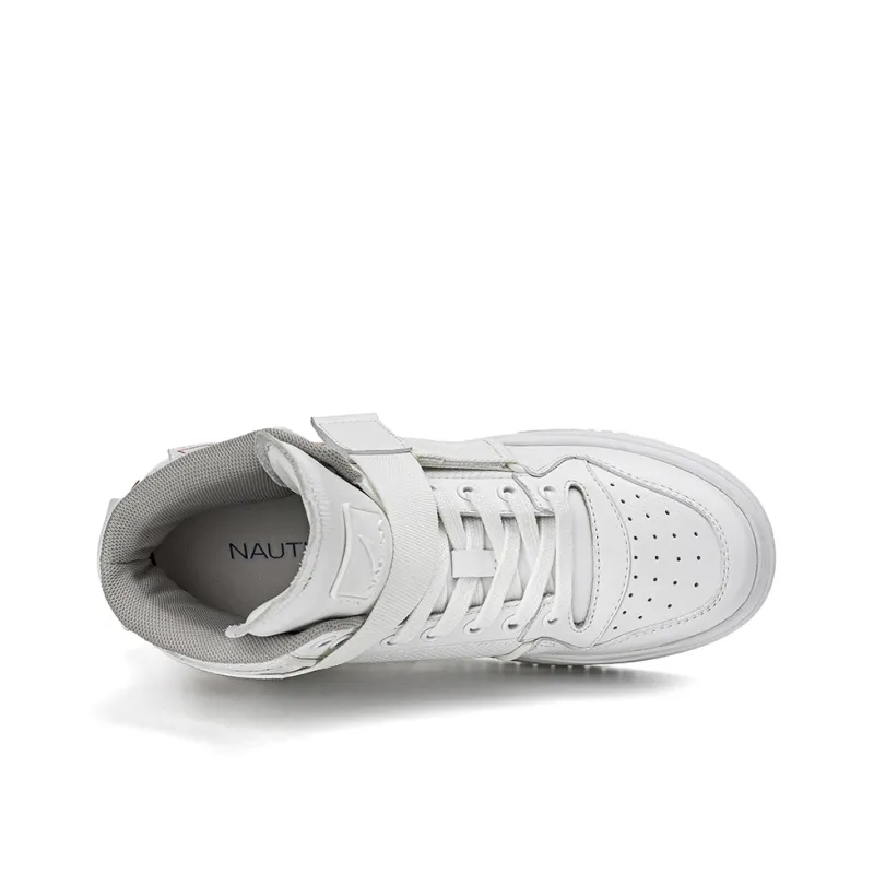 NAUTICA Anti Slip And Wear Resistant Height Increasing High Top Skateboard Shoes Women's White-3