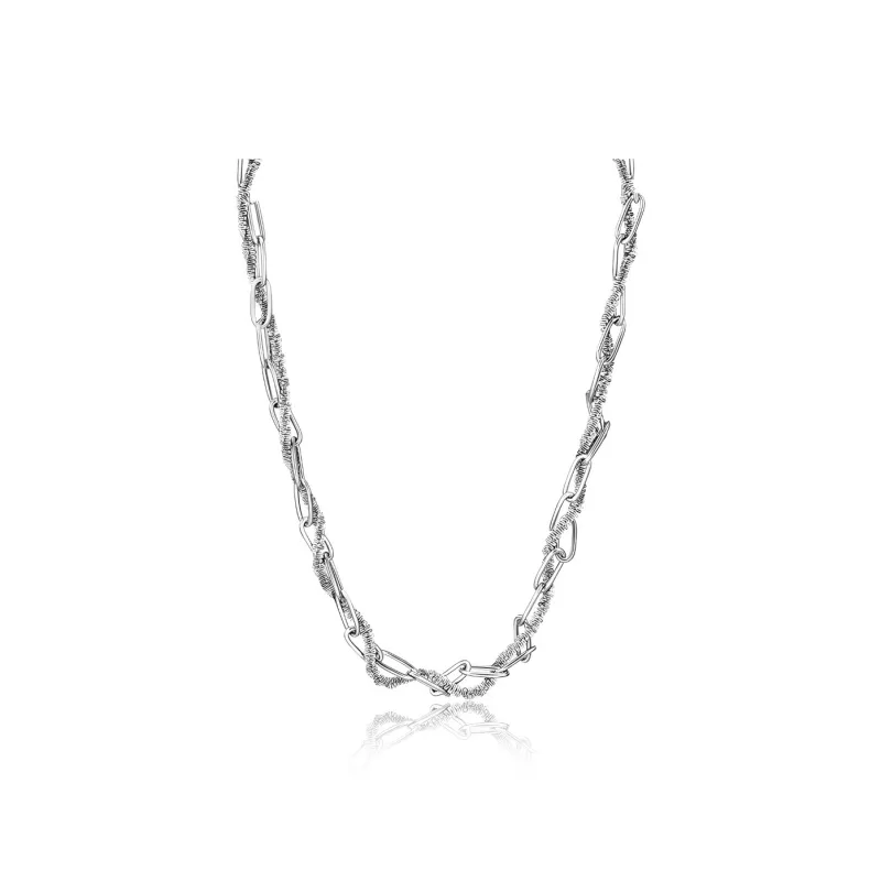 FOREVER MELODY Titanium Steel Necklaces Men's Silver-0