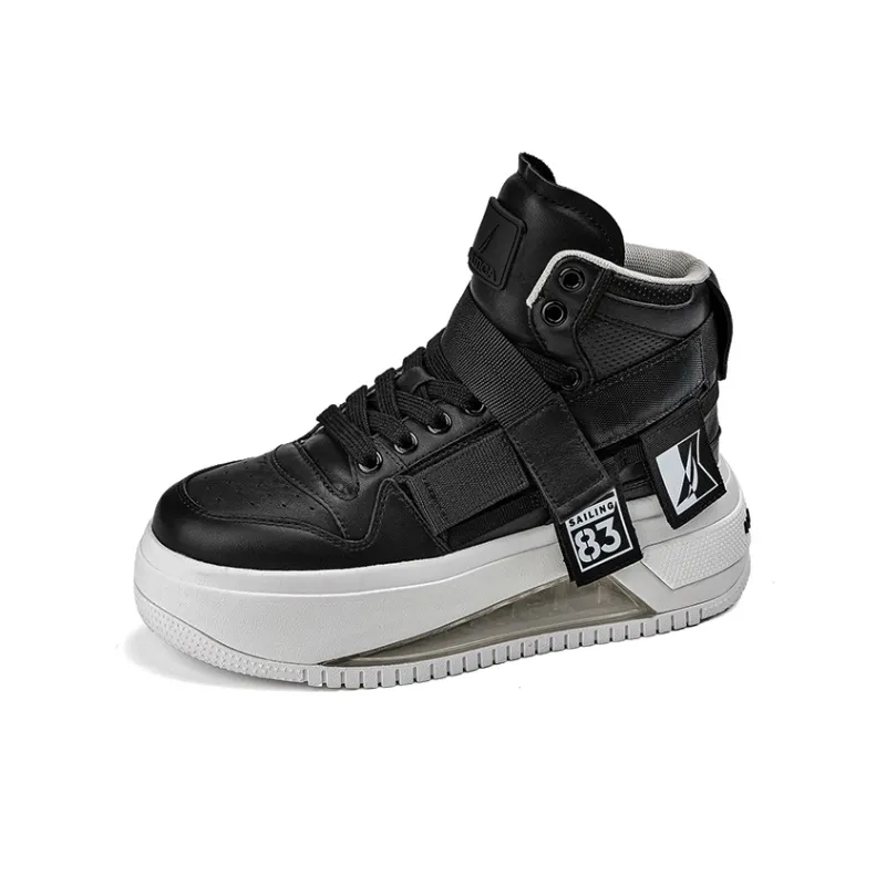 NAUTICA Anti Slip And Wear Resistant Height Increasing High Top Skateboard Shoes Women's Black-0