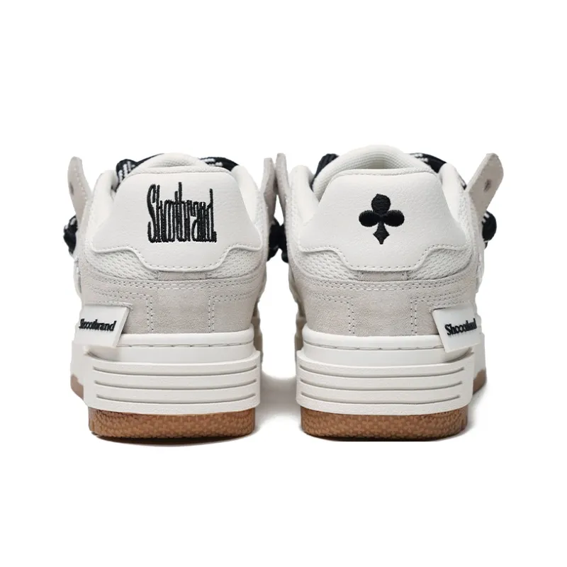 SHOOT BRAND Height Increasing Slip Resistant Low Top Skateboard Shoes Unisex Gray White-3