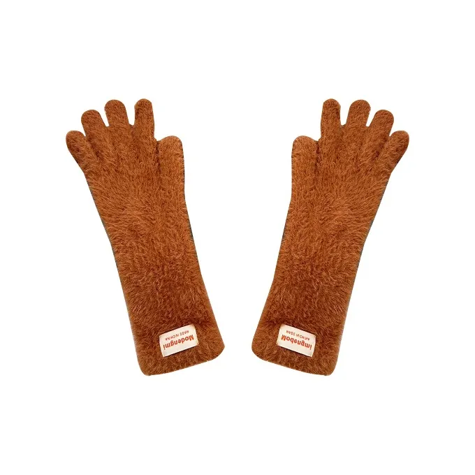 MUSTKOO Knitted Fabric Knit Gloves Women's Milk White-4