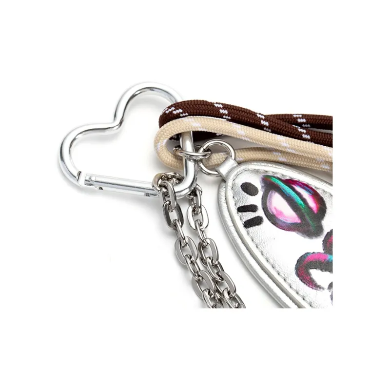 JELLYTOYBOY Zinc Alloy With Artificial Leather And Fabric Recombined Pendant Bag Accessories Unisex White-4