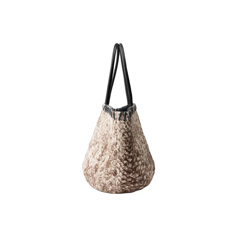 ZARA Cowhide Tote Bag Shopping Bag Handbag Mini Women's Brown & Black-2