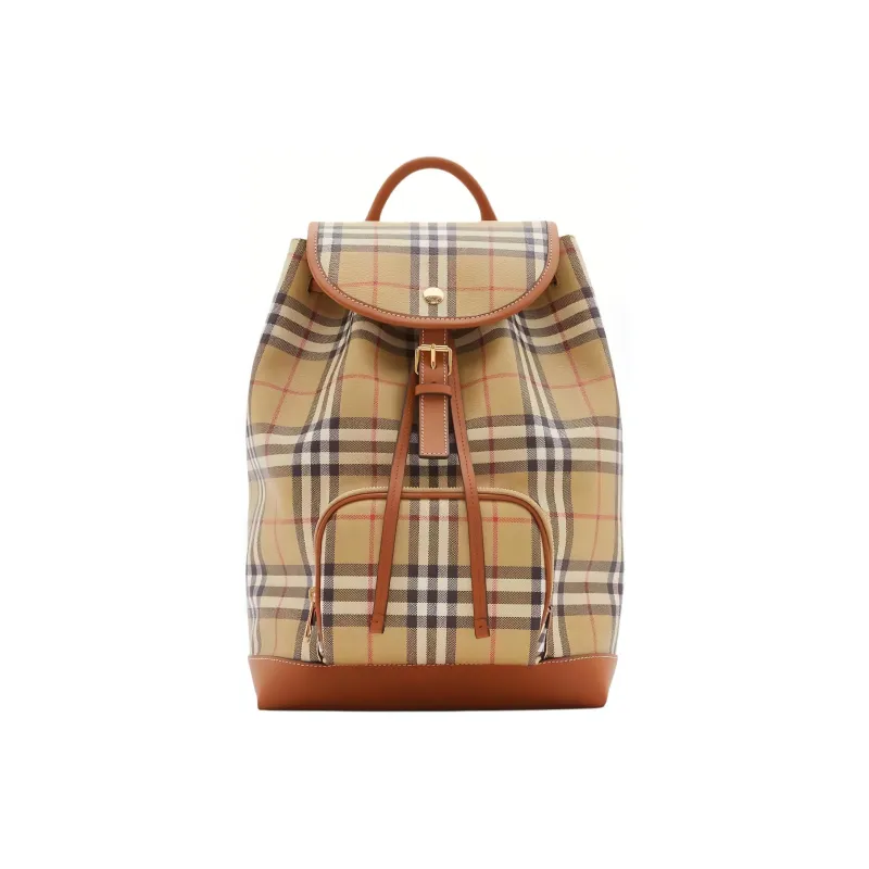 Burberry Bonded Polyurethane Backpack Women's Archive Beige & Sandalwood Brown-0
