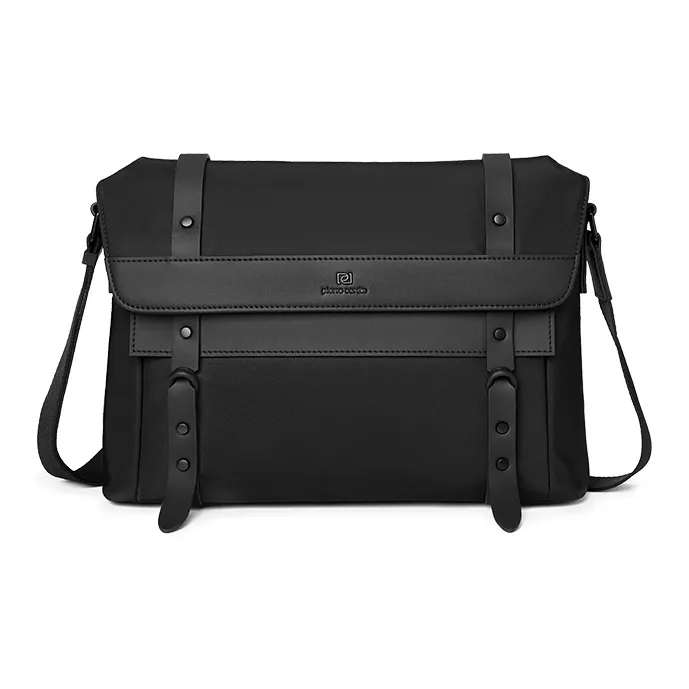 PIERRE CARDIN Nylon Messenger Bag, Crossbody Bag Medium Size Men's Black-2
