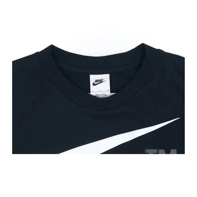 Nike Swoosh Ft Crew Large Logo Knit Crew Neck Pullover Black Nike Swoosh Ft Crew Large Logo Knit Crew Neck Pullover Black