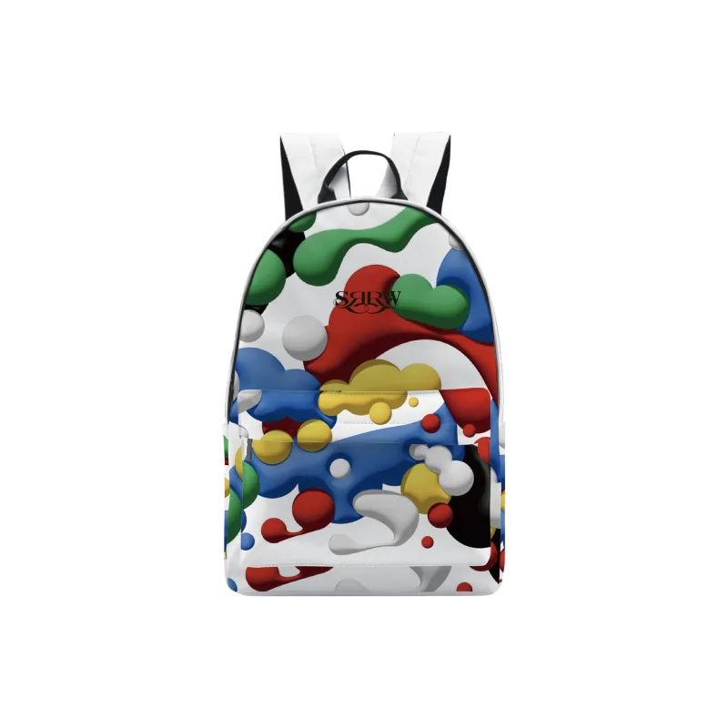 SRRW Polyester Student Backpack Unisex Black White-0