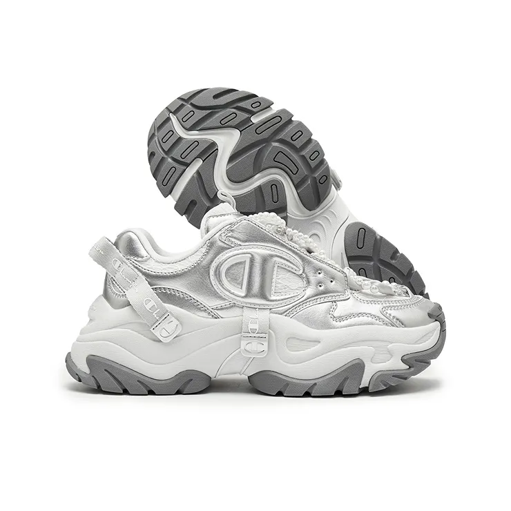 Champion Low Top Chunky Sneakers Unisex Silver White/Photon Gray Pearl Edition-3