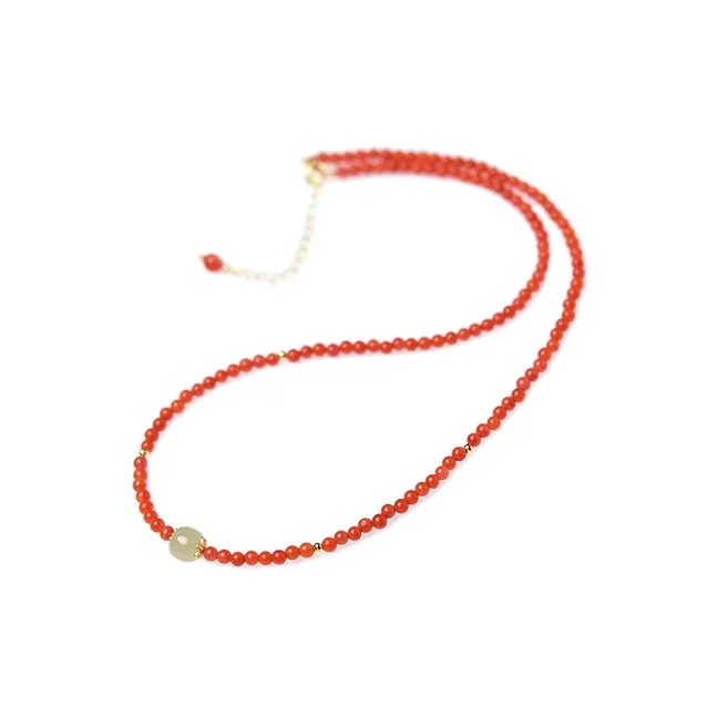 Fuxin Southern Red Agate Necklaces Women's-0