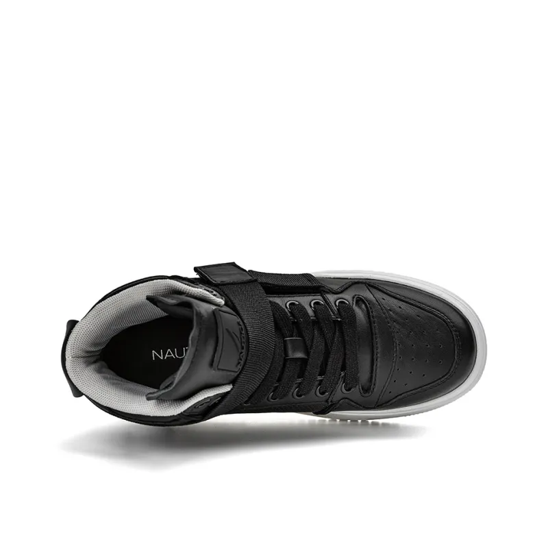NAUTICA Anti Slip And Wear Resistant Height Increasing High Top Skateboard Shoes Women's Black-4